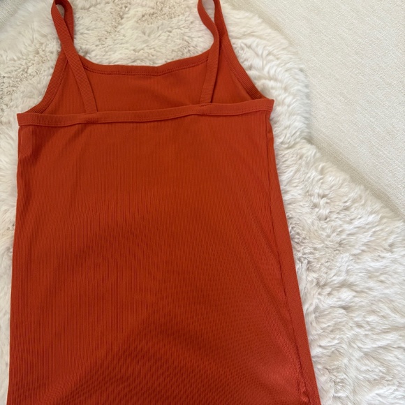 Rust Ribbed Knit Cami Tank | Soft Stretch Slim Fit - Size Small - Picture 4 of 4